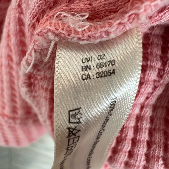 Free People One Hayden Thermal Short Sleeve Lace-up Top in Pink size large - Picture 7 of 7